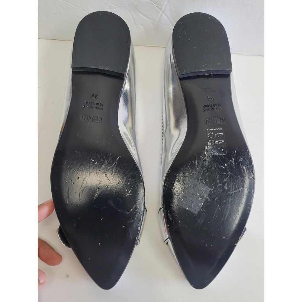 Fendi Silver Flats with Buckle Detail - Picture 10 of 16